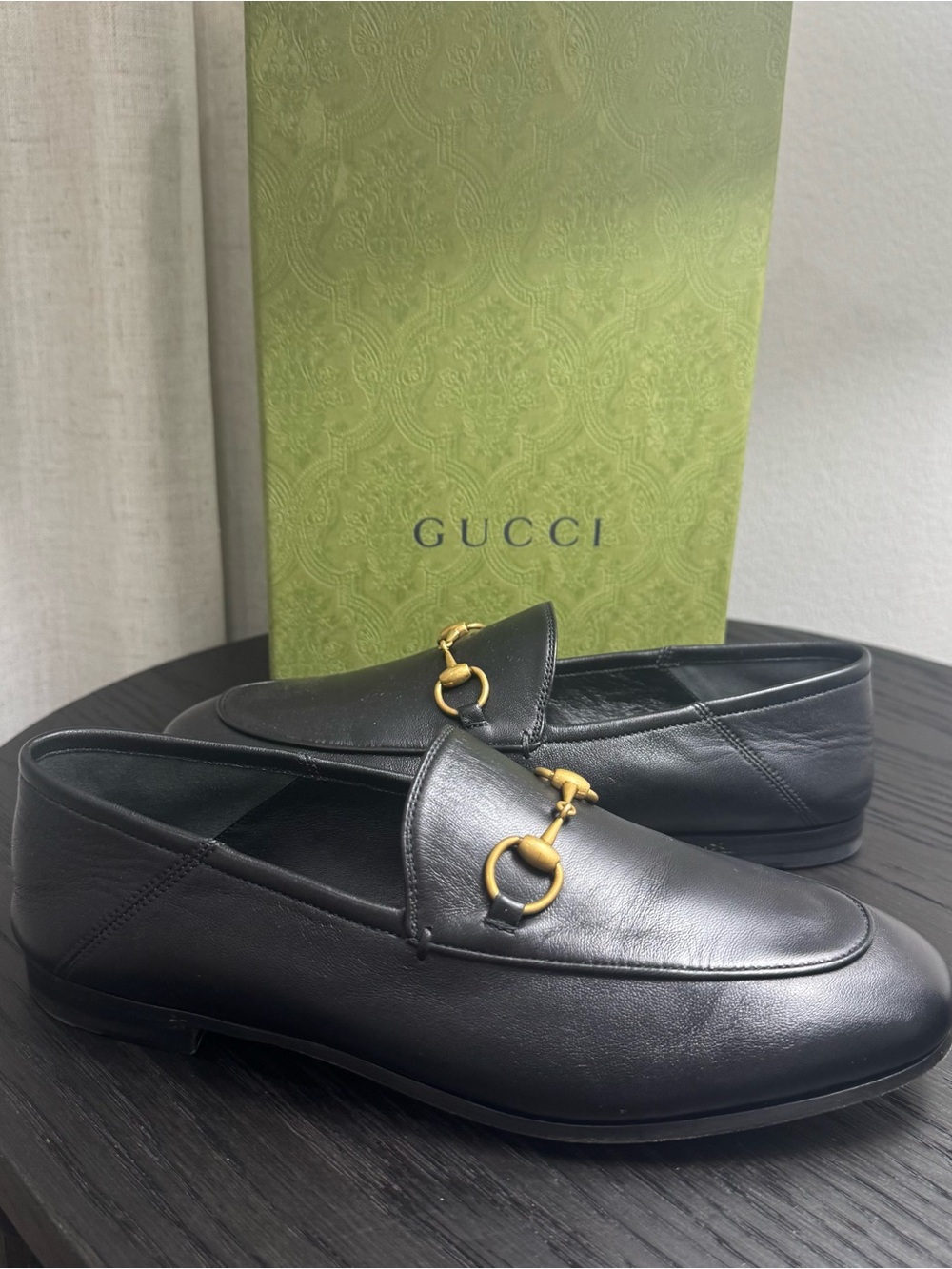Gucci Brixton Horsebit Collapsible Loafers Leather Black 37.5